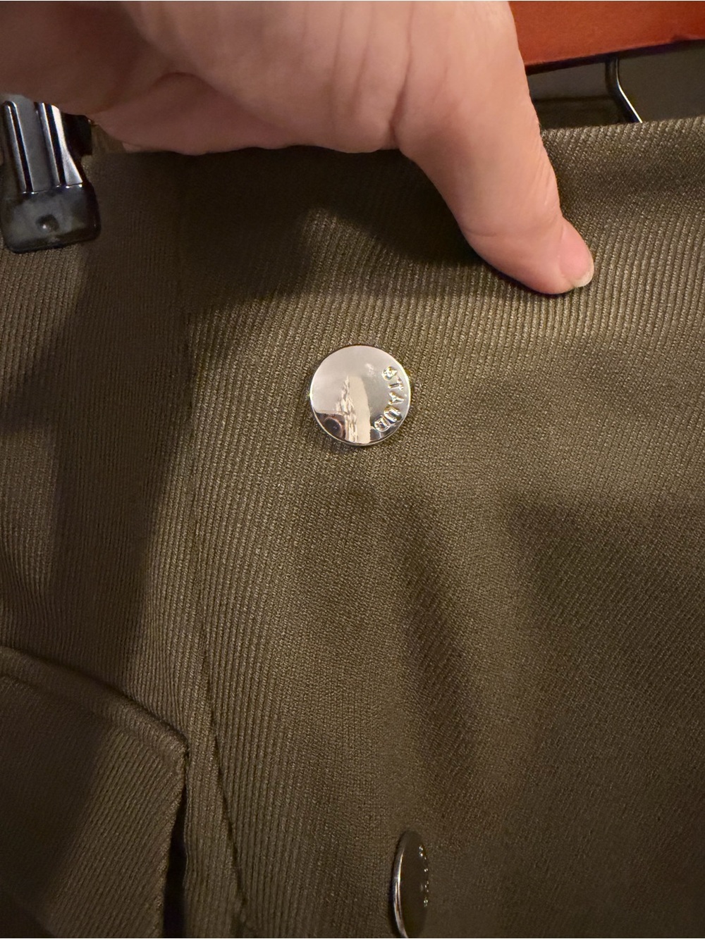 STAUD Olive Green Mini Skirt with Button Detail - Picture 6 of 8